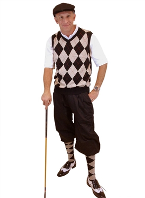 Men's Golf Outfit - Black Khaki Red, Black Knickers