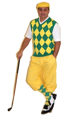 Men's Knicker Outfit - Yellow Knickers, Green and Argyle